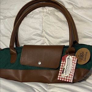 Insulated Tote Bag in Green and Brown